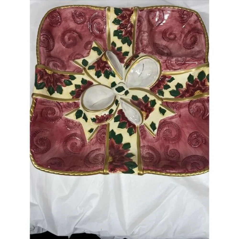 World Bazzars Christmas Ceramic Chip And Dip‎ Wreath